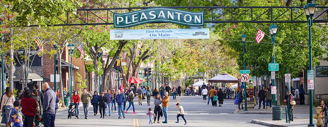 pleasanton sign during a fair