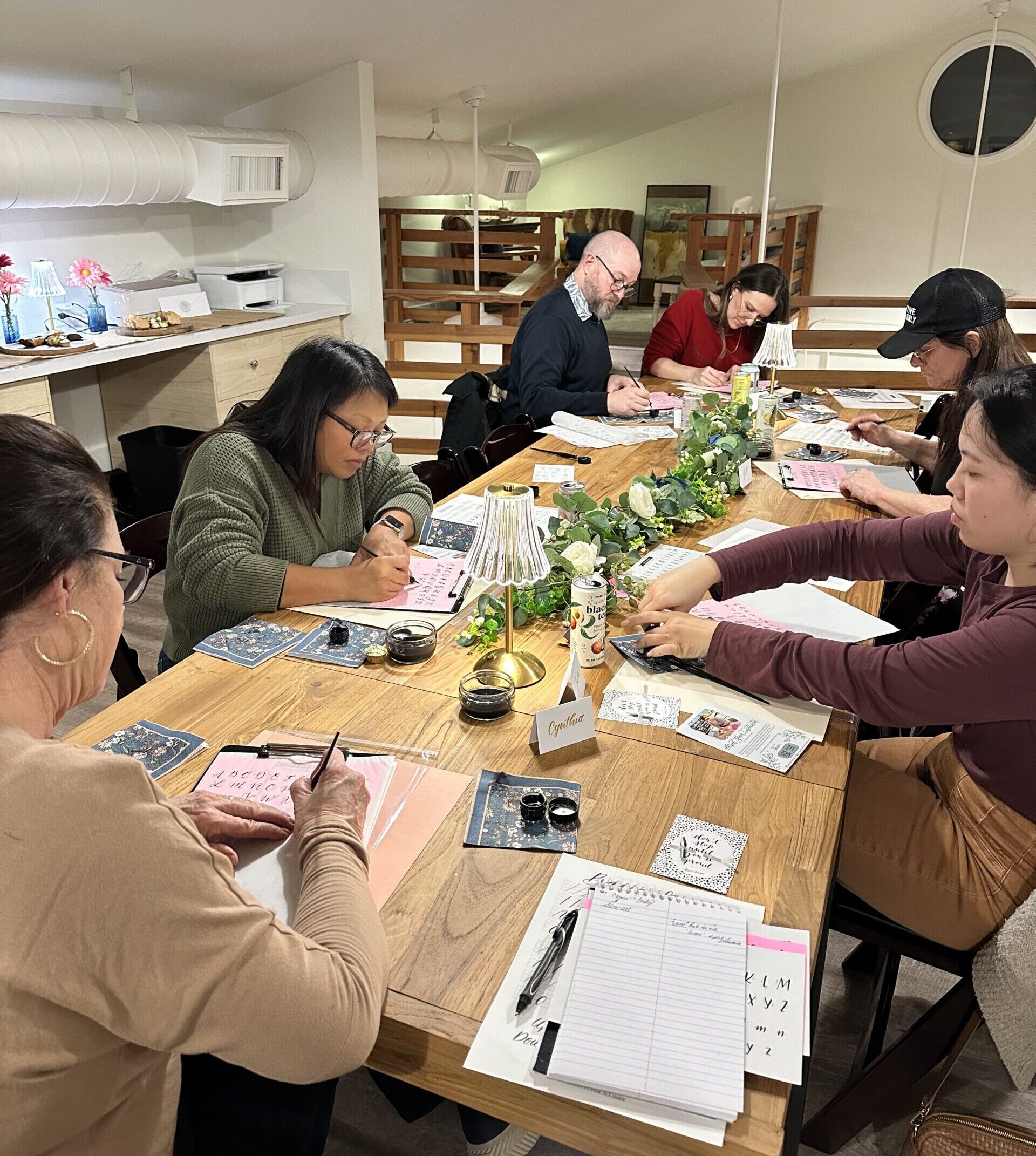 photo of a workshop group inside Saltwater store.
