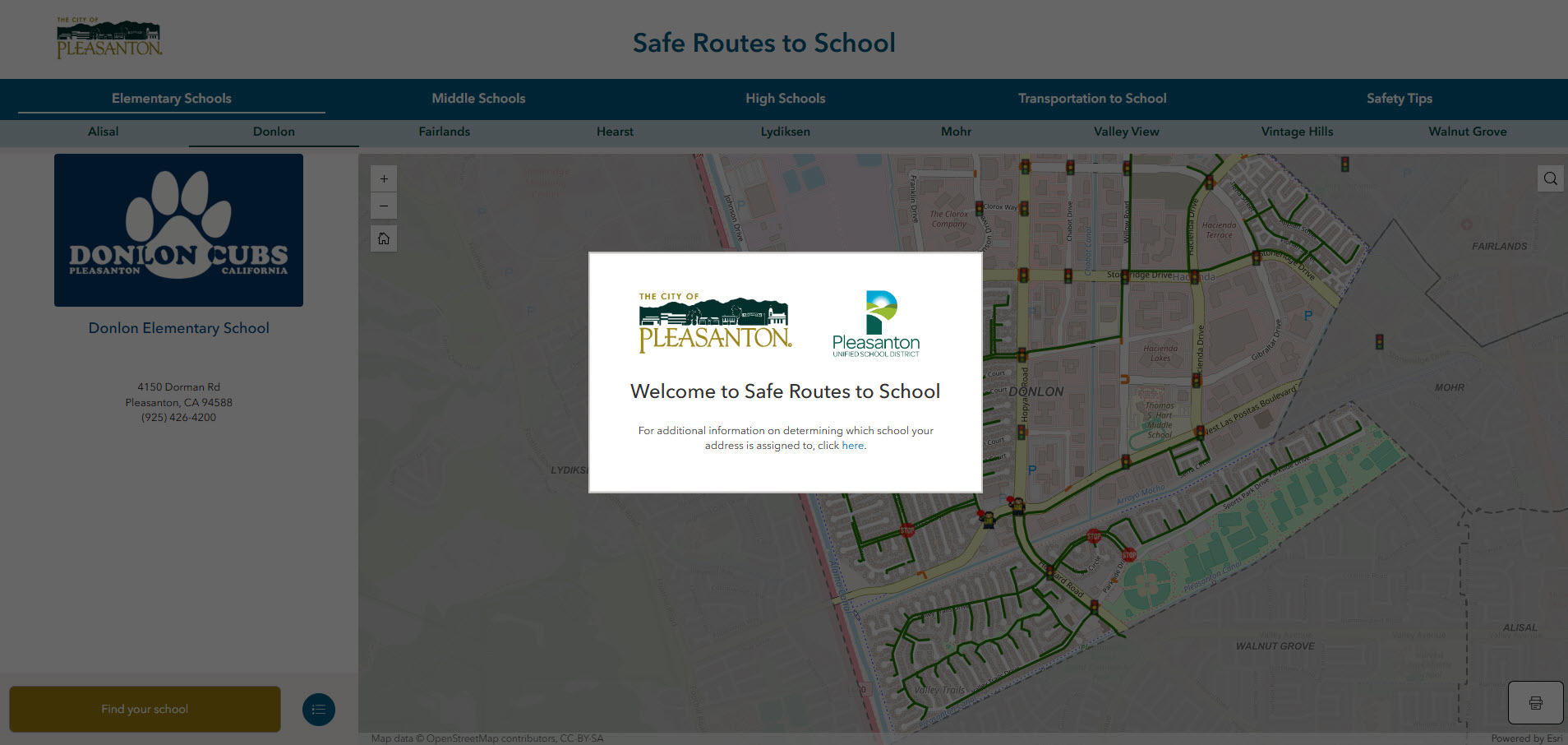Image showing the splash screen for the Routes to School Mapping Application